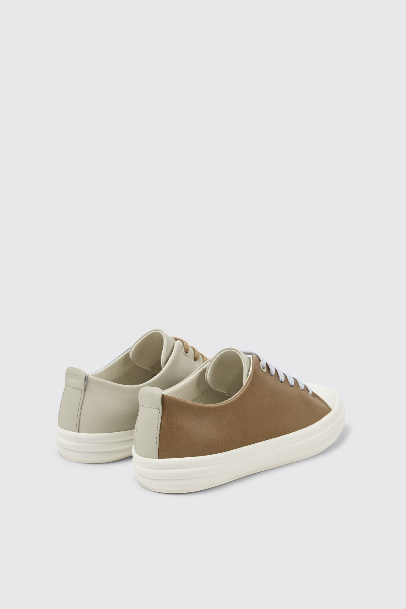 Twins Gray Leather Sneakers for Women. - Image 2