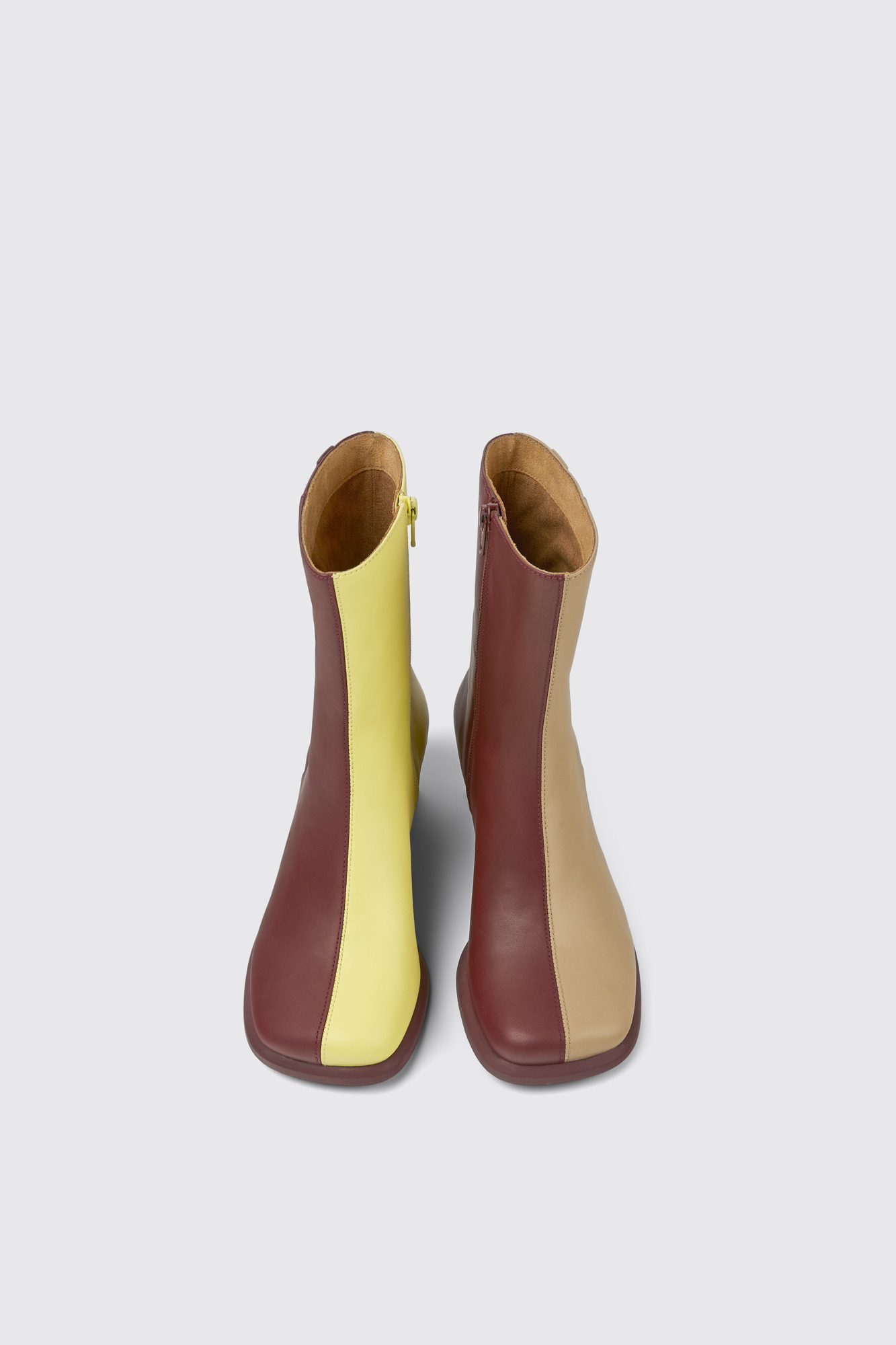 Twins Burgundy and yellow ankle boots for women - Image 3