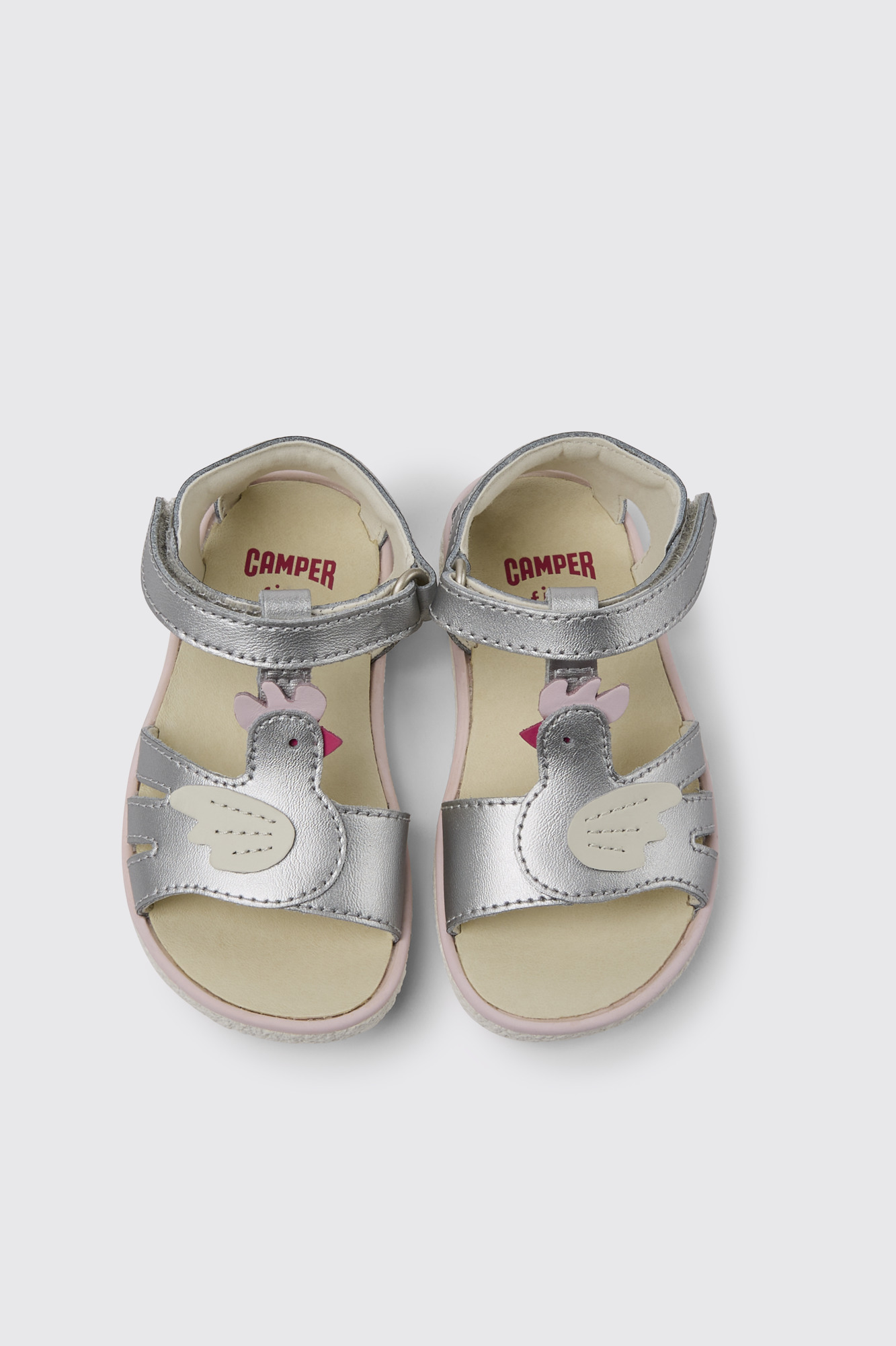 Miko Silver leather sandals for girls - Image 3