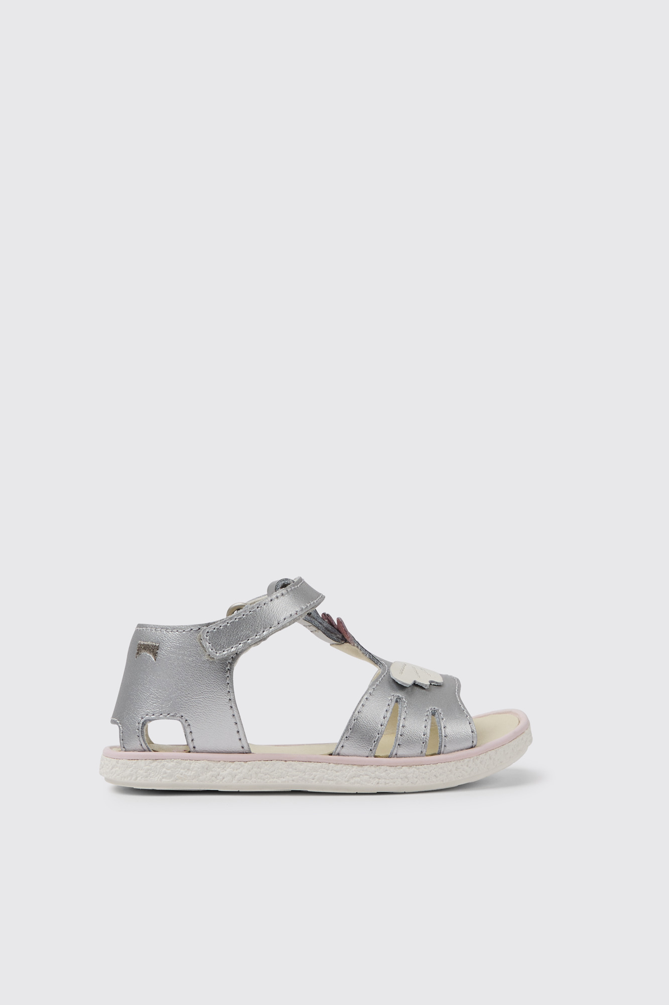 Miko Silver leather sandals for girls - Image 5