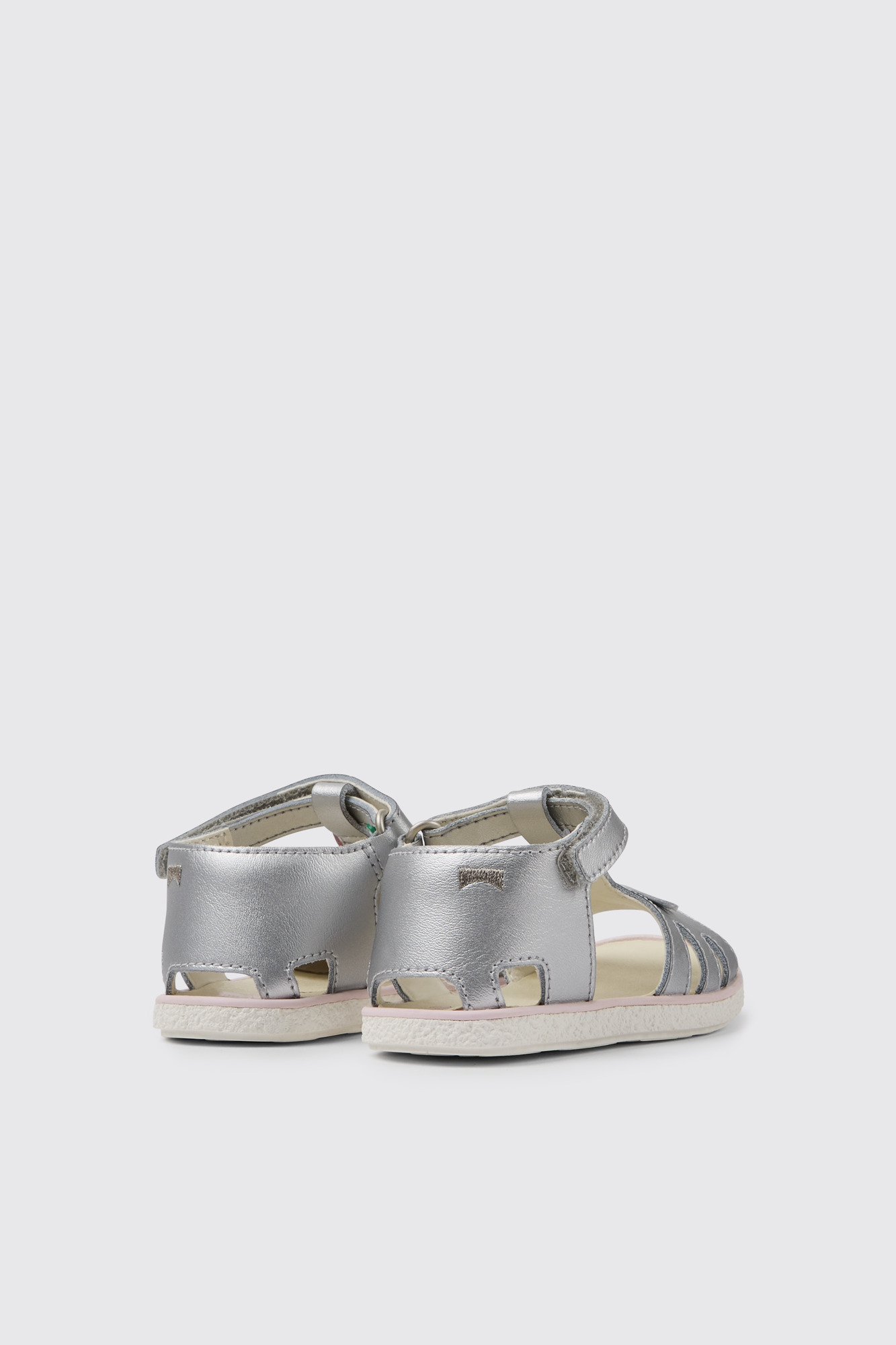 Miko Silver leather sandals for girls - Image 2