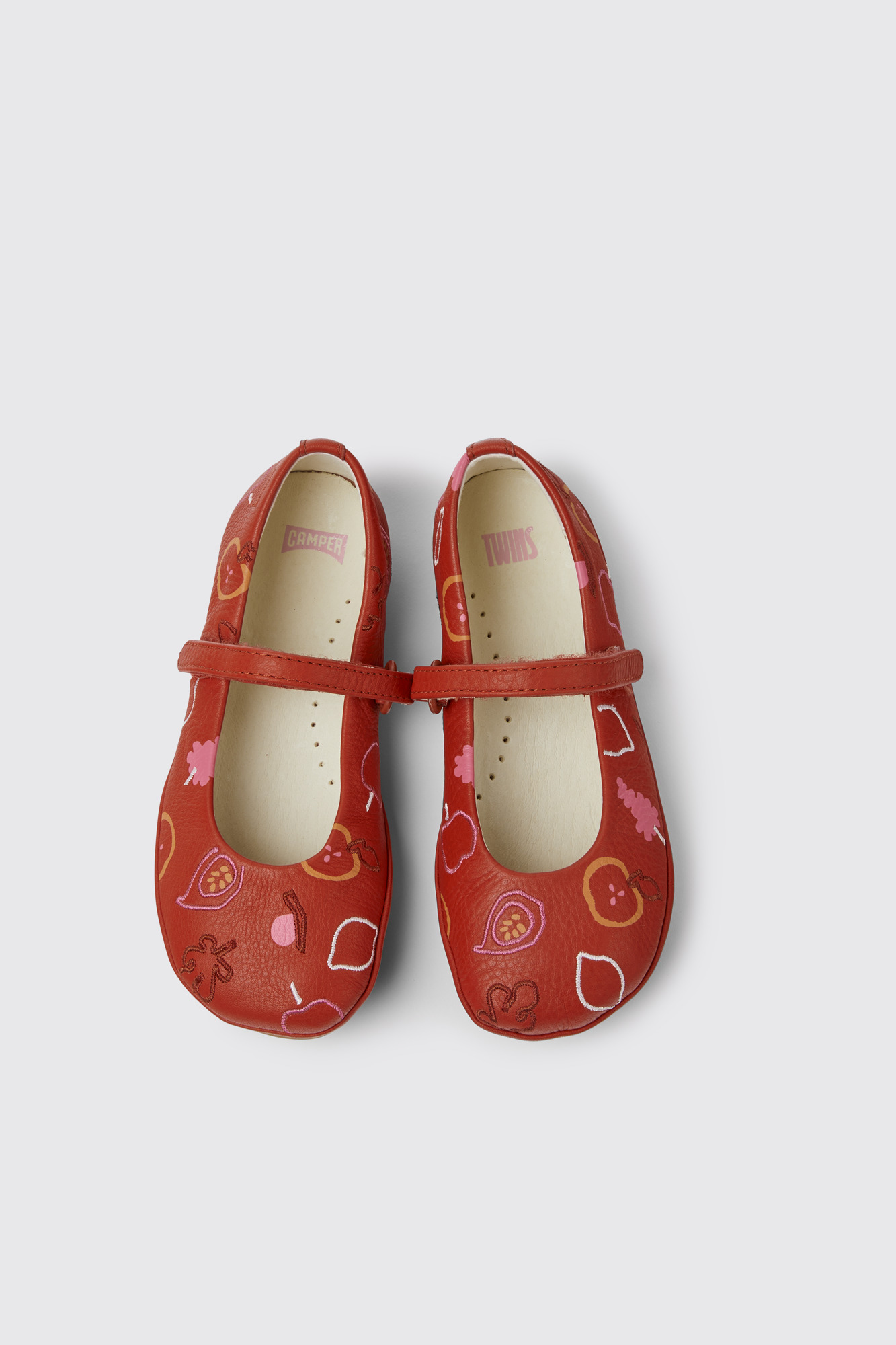 Twins Red leather ballerinas for girls - Image 3