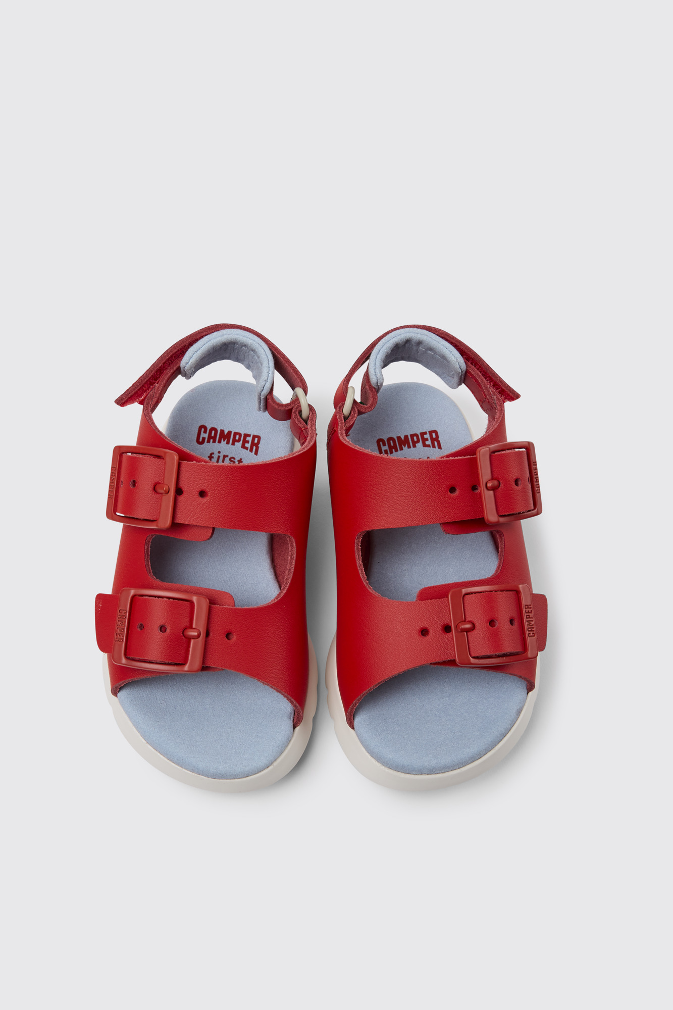 Oruga Red leather sandals for kids - Image 3