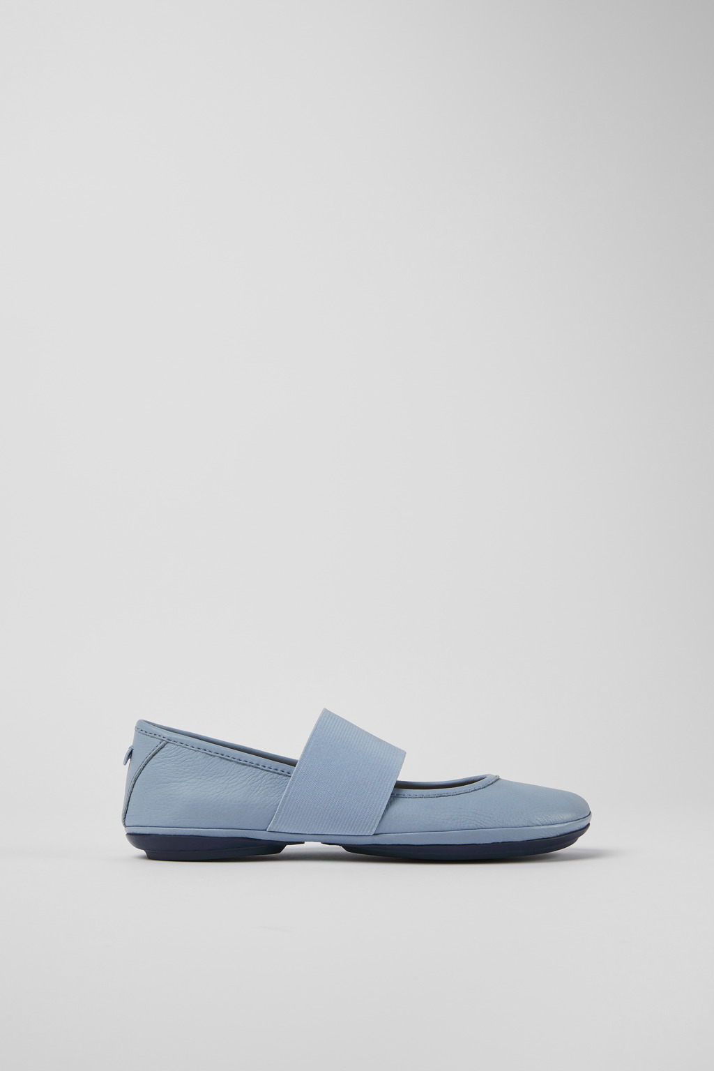 Right Blue leather ballerinas for women - Image 2