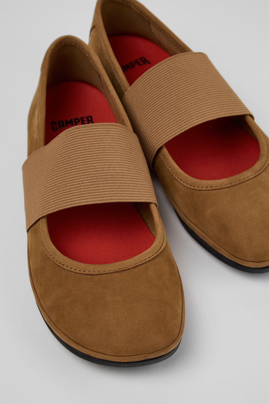 Right Nina Brown Nubuck Leather Ballerinas for Women.
