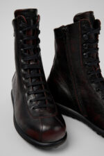 Pelotas Burgundy Leather Mid Boots for Women.
