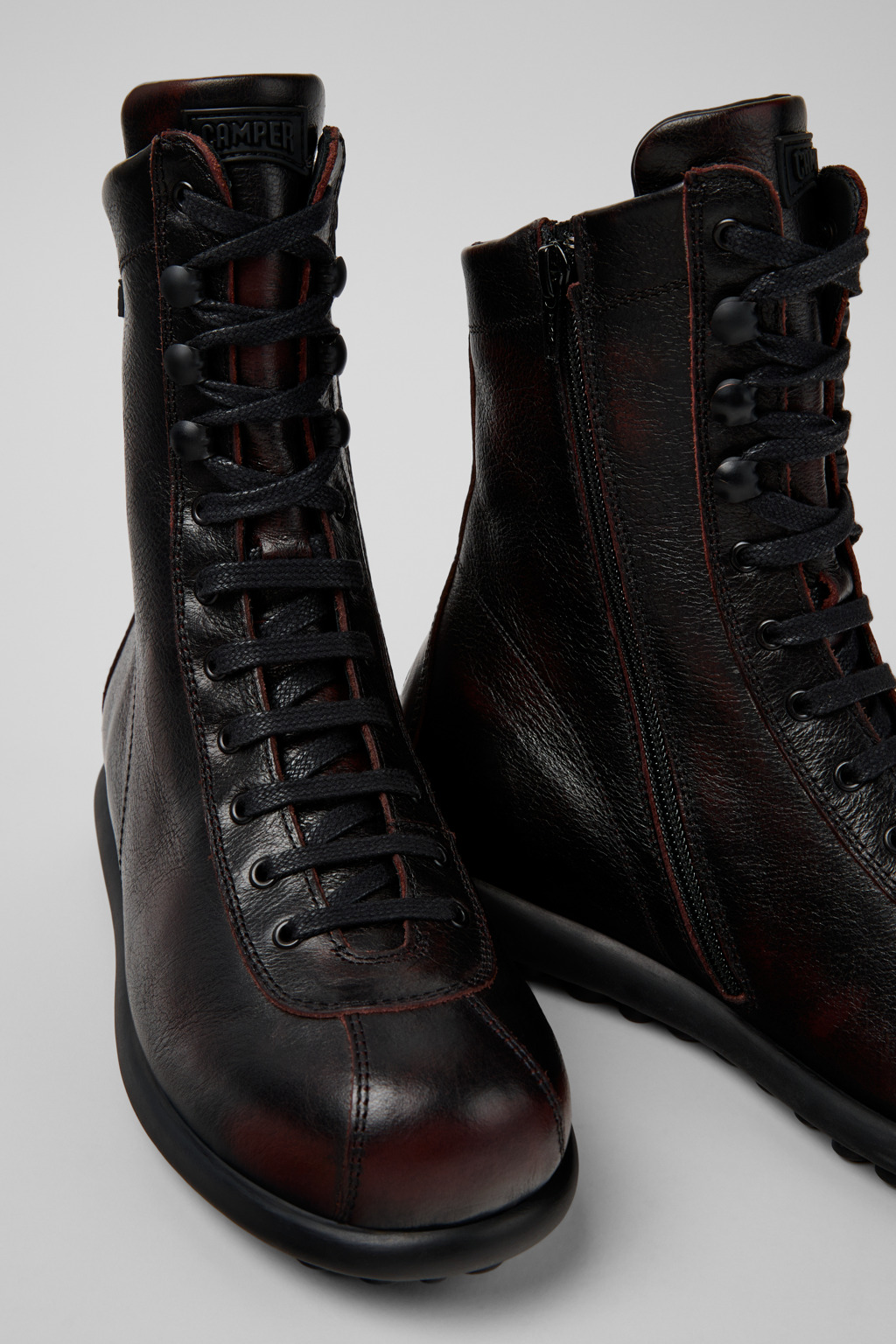 Pelotas Burgundy Leather Mid Boots for Women.