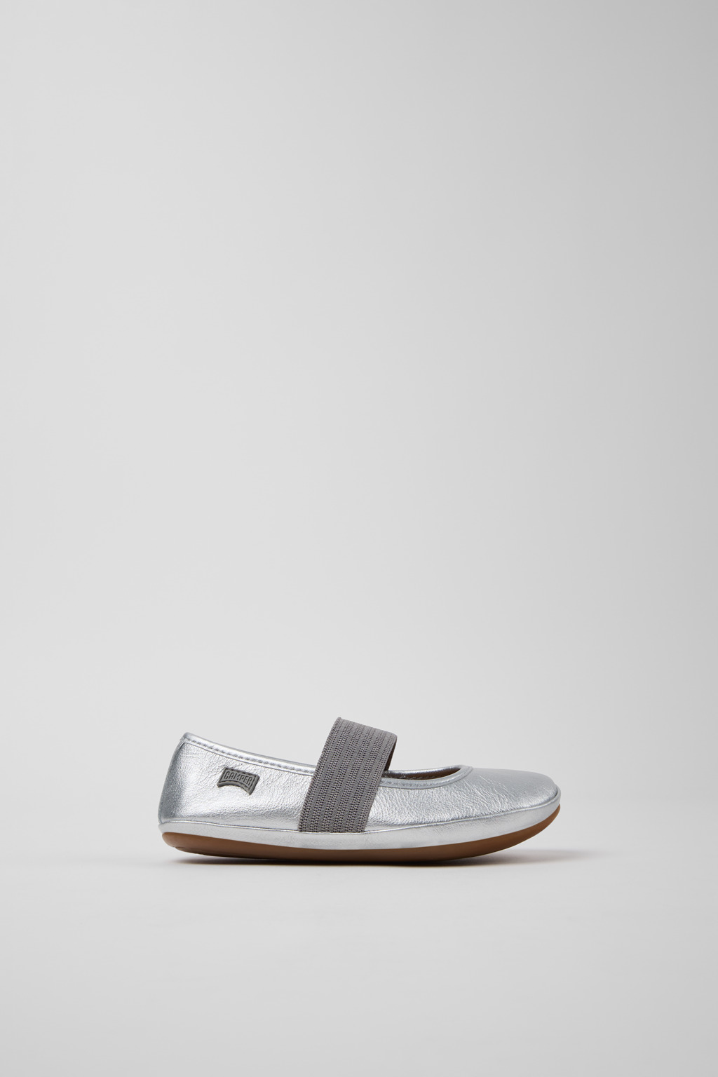 Right Gray Leather Ballerinas for kids. - Image 2