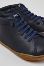 Peu Blue Leather Ankle Boots for Kids.