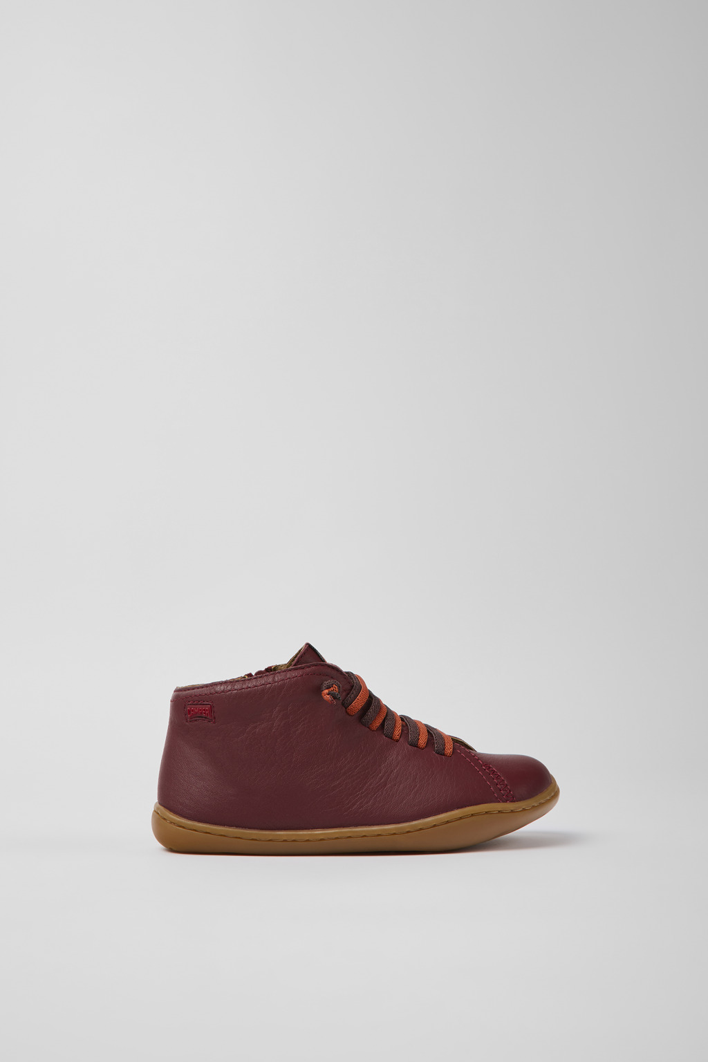 Peu Burgundy leather ankle boots for kids - Image 2