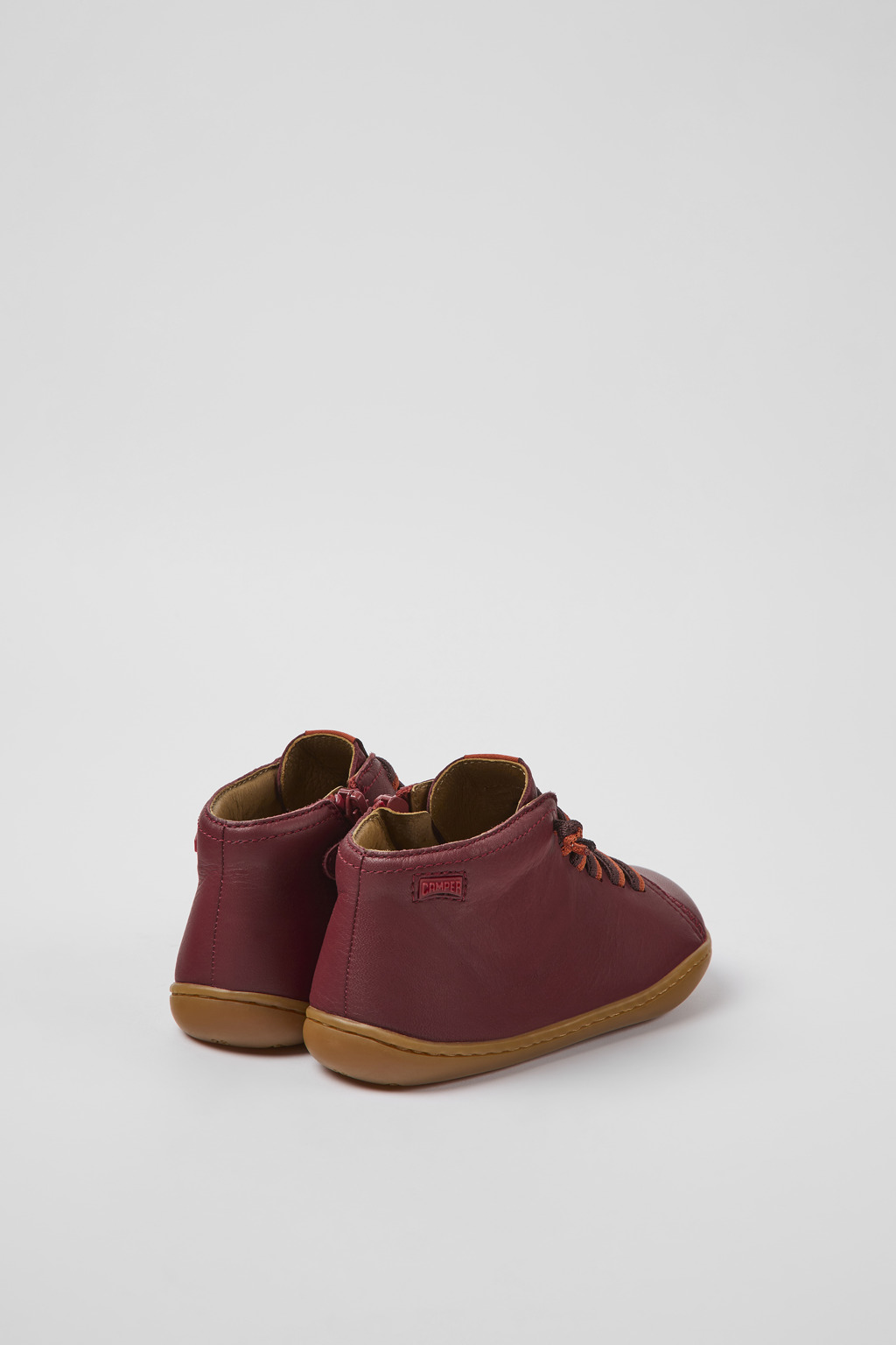 Peu Burgundy leather ankle boots for kids - Image 3