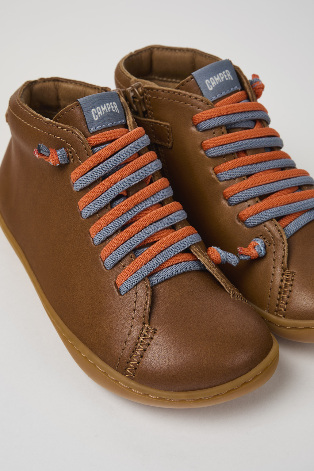 Peu Brown leather ankle boots for kids