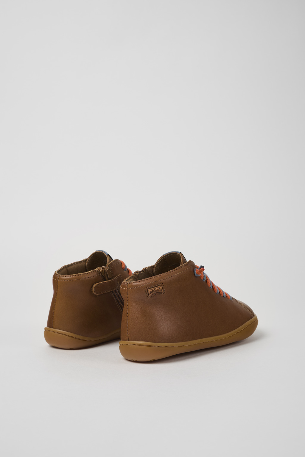 Peu Brown leather ankle boots for kids - Image 3