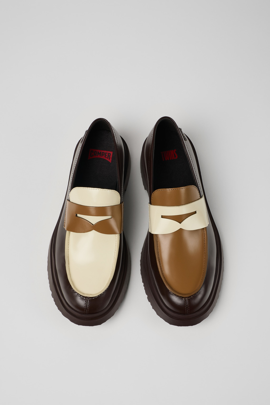 Twins Brown and white leather loafers for men - Image 4