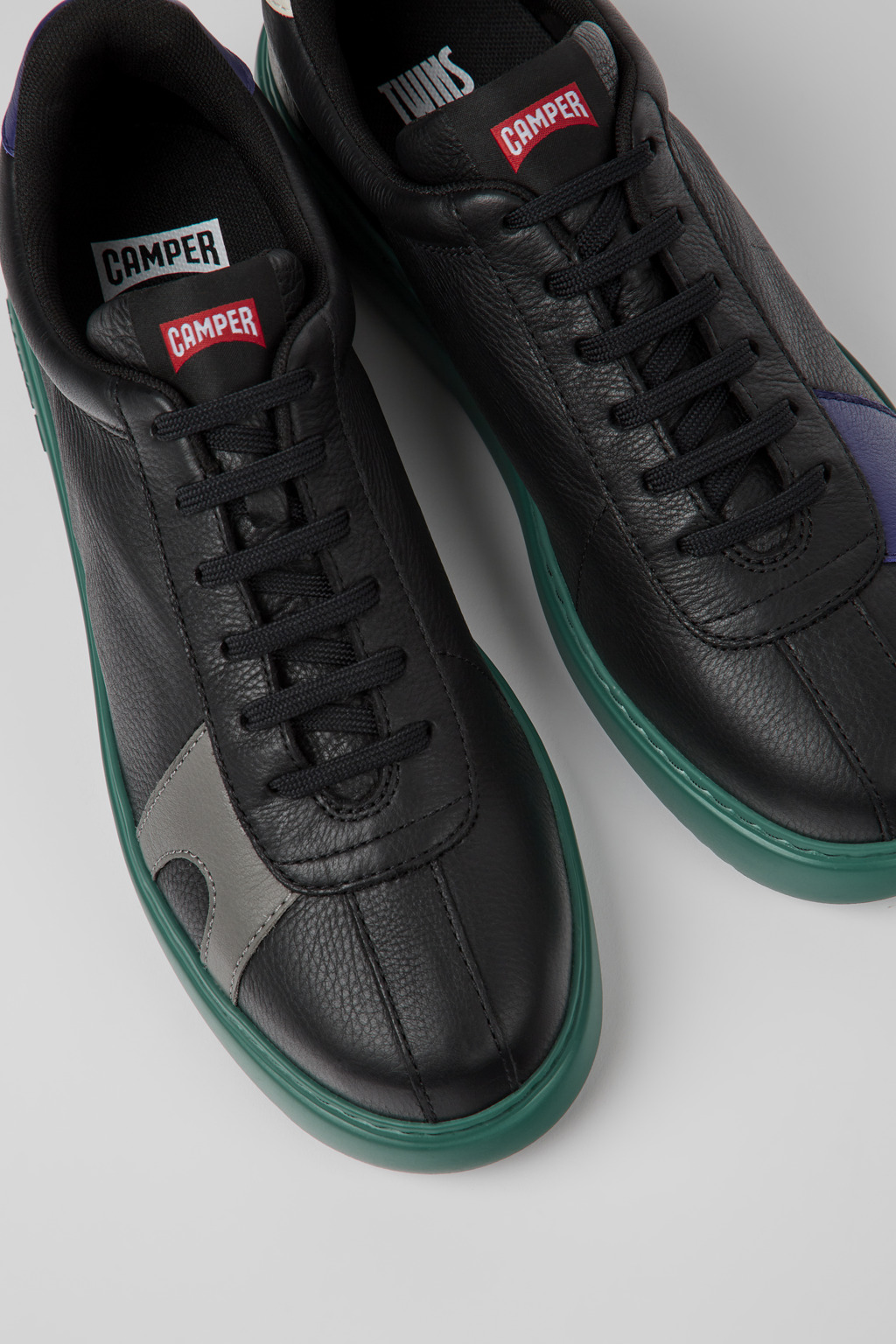 Twins Black leather sneakers for men