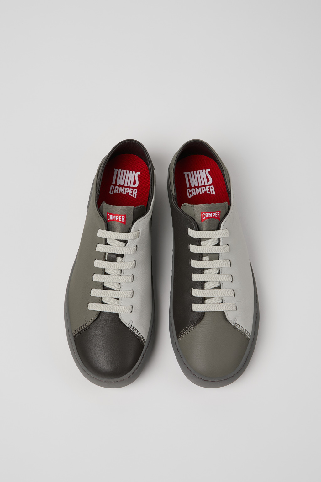 Twins Gray Leather Sneakers for Men. - Image 4