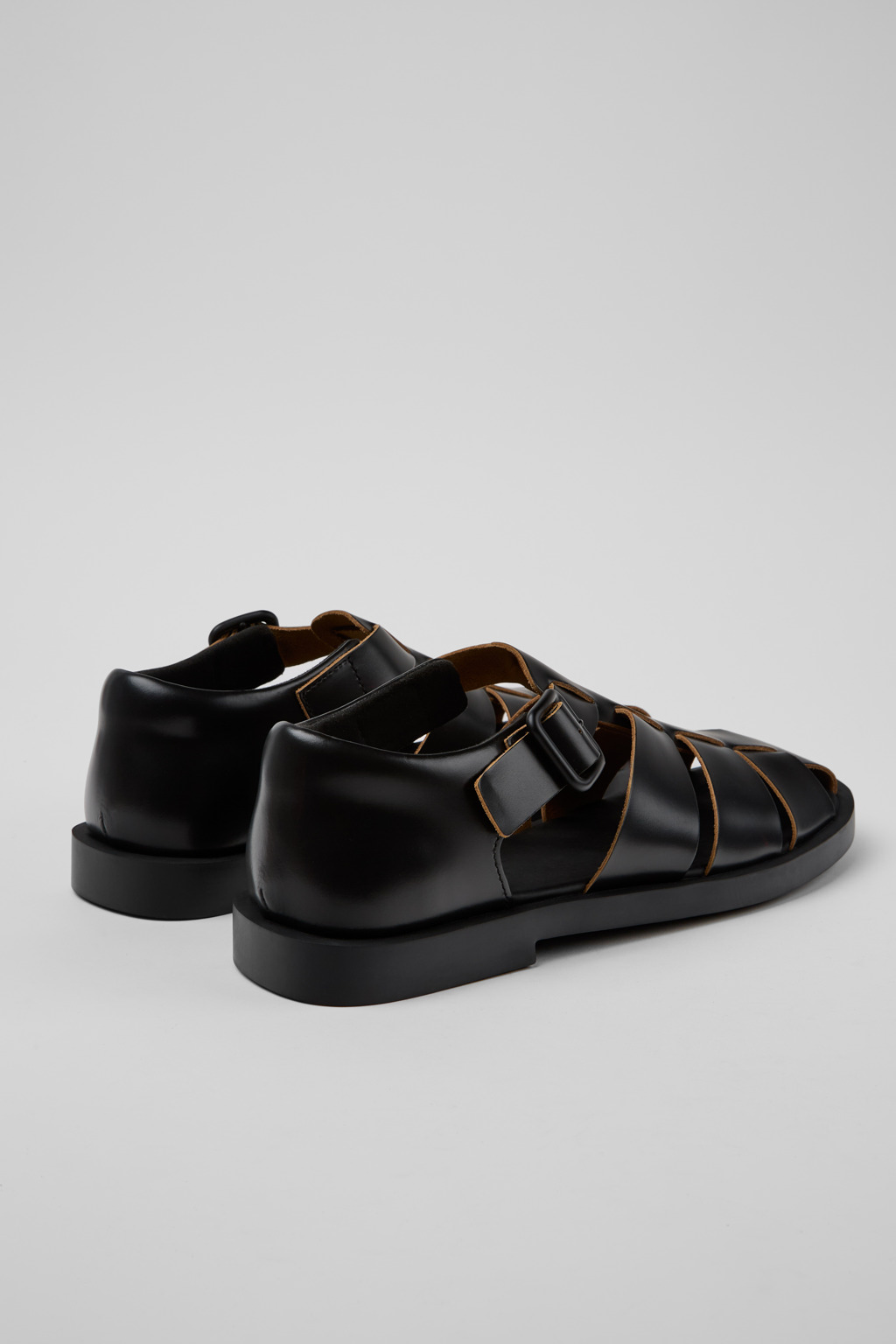 Don Black Leather Sandals for Men. - Image 3
