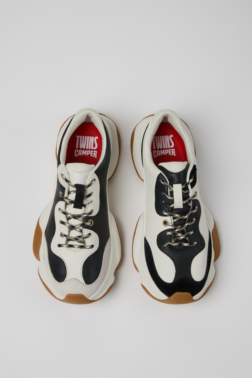 Twins White and Black Leather Sneakers for Men. - Image 5
