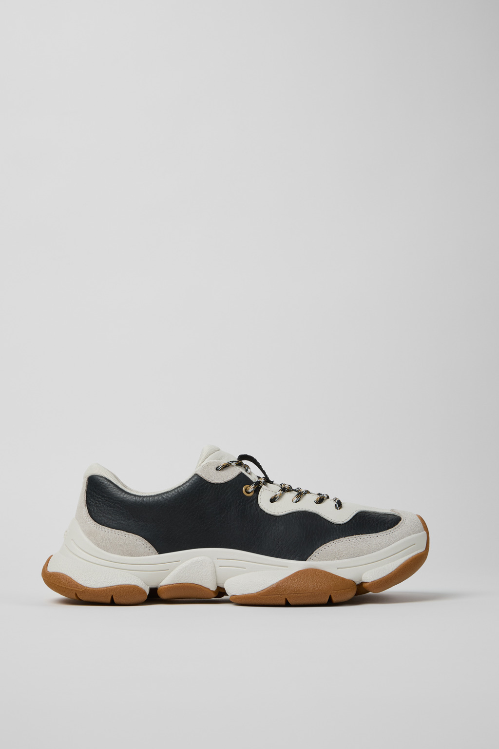 Twins White and Black Leather Sneakers for Men. - Image 3
