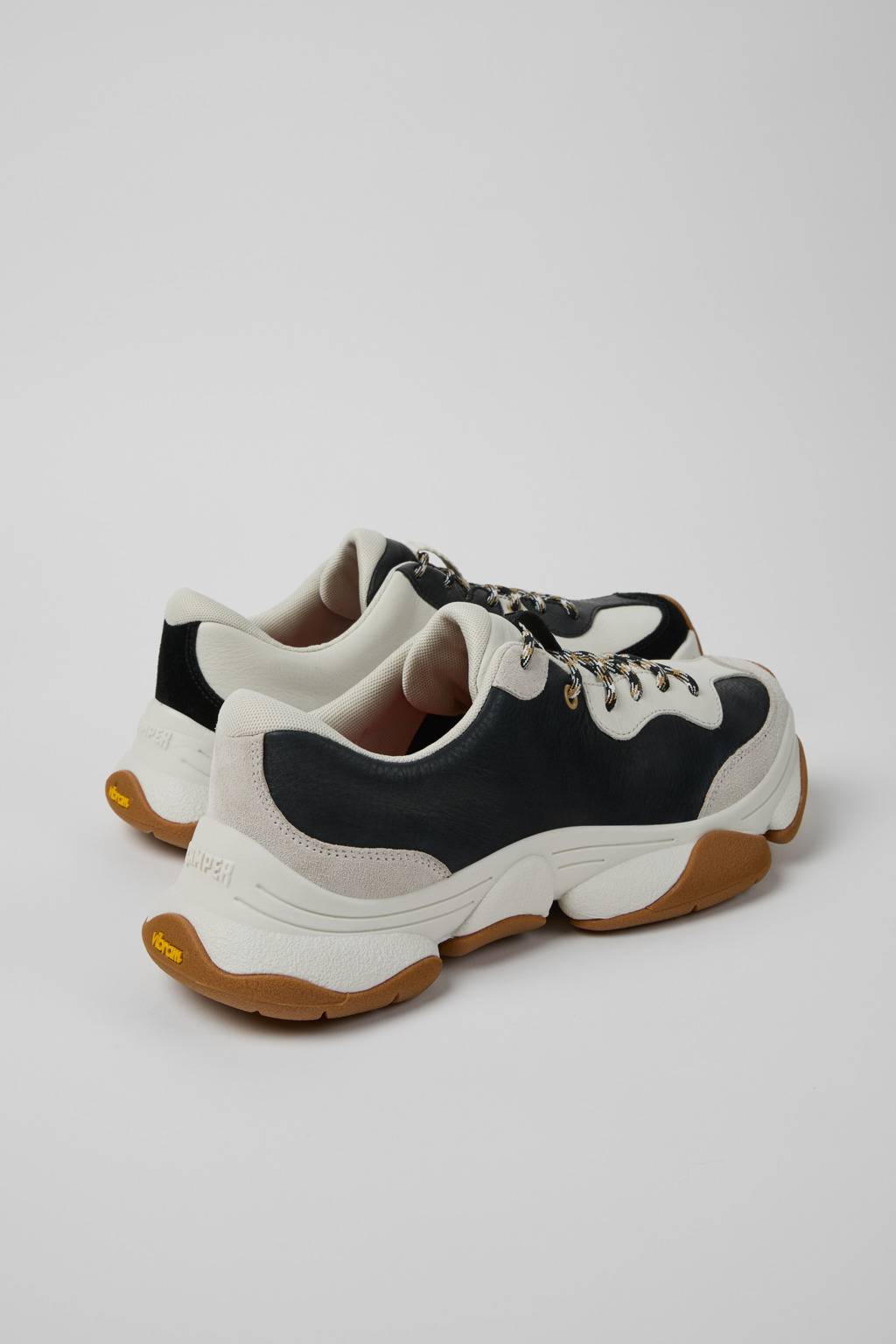 Twins White and Black Leather Sneakers for Men. - Image 4