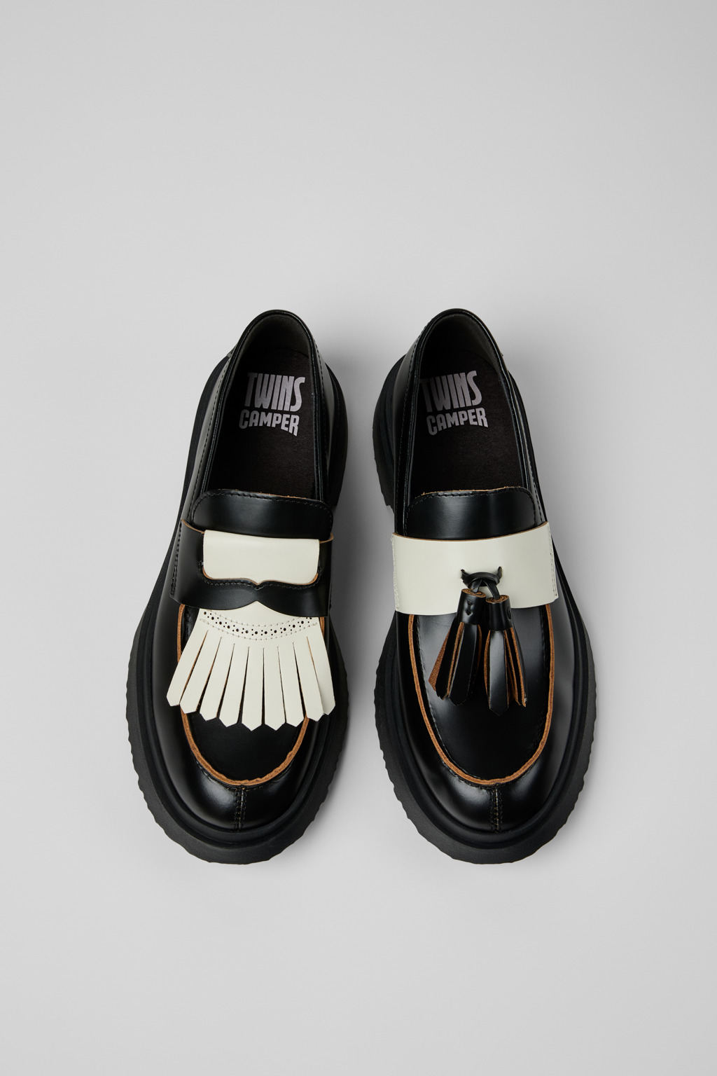 Twins Black and White Leather Nautical Shoes for Men. - Image 5