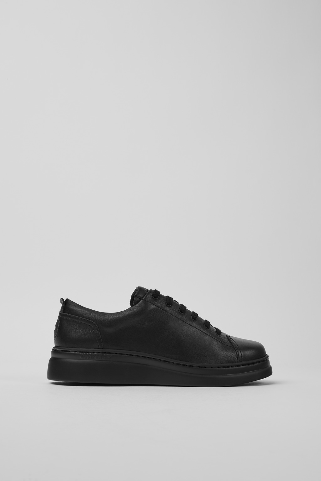 Runner Up Black Leather Sneakers for Women. - Image 2