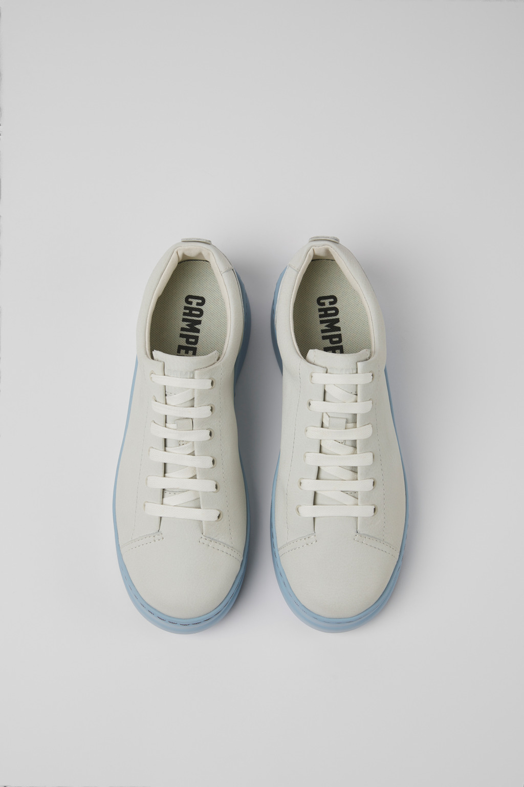 Runner Up White and blue non-dyed leather sneakers for women - Image 4