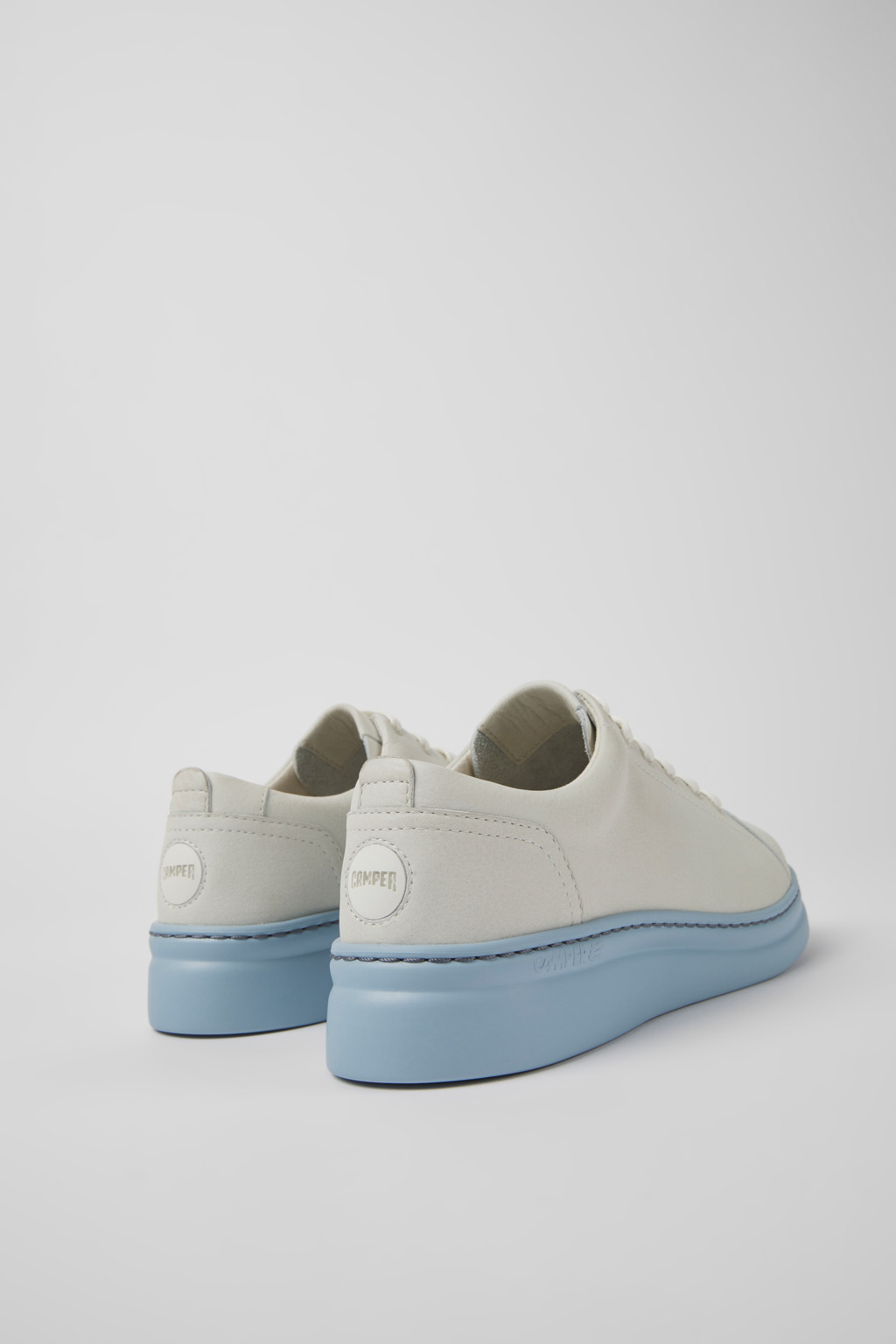 Runner Up White and blue non-dyed leather sneakers for women - Image 3