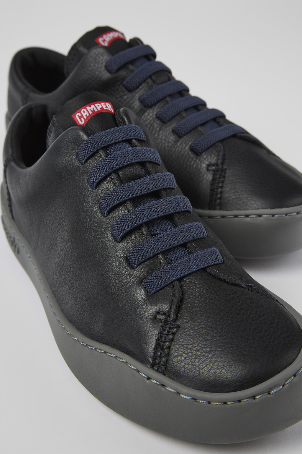 Peu Touring Black Leather Sneakers for Women.