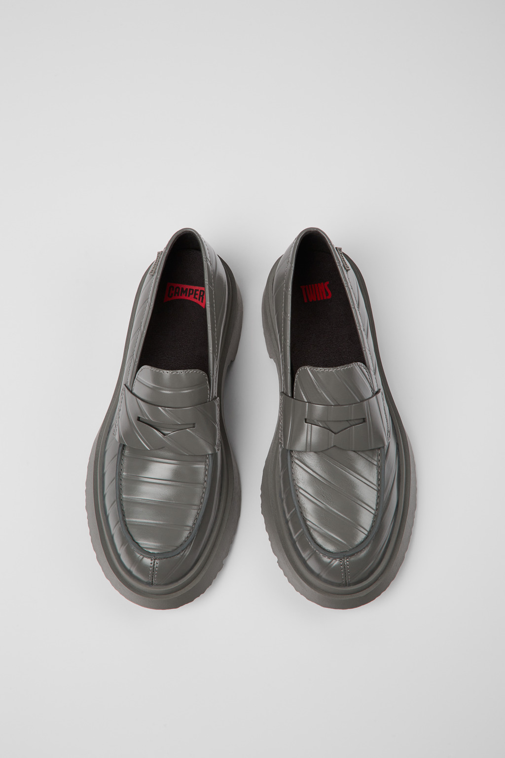 Twins Gray leather loafers for women - Image 3