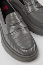 Twins Gray leather loafers for women