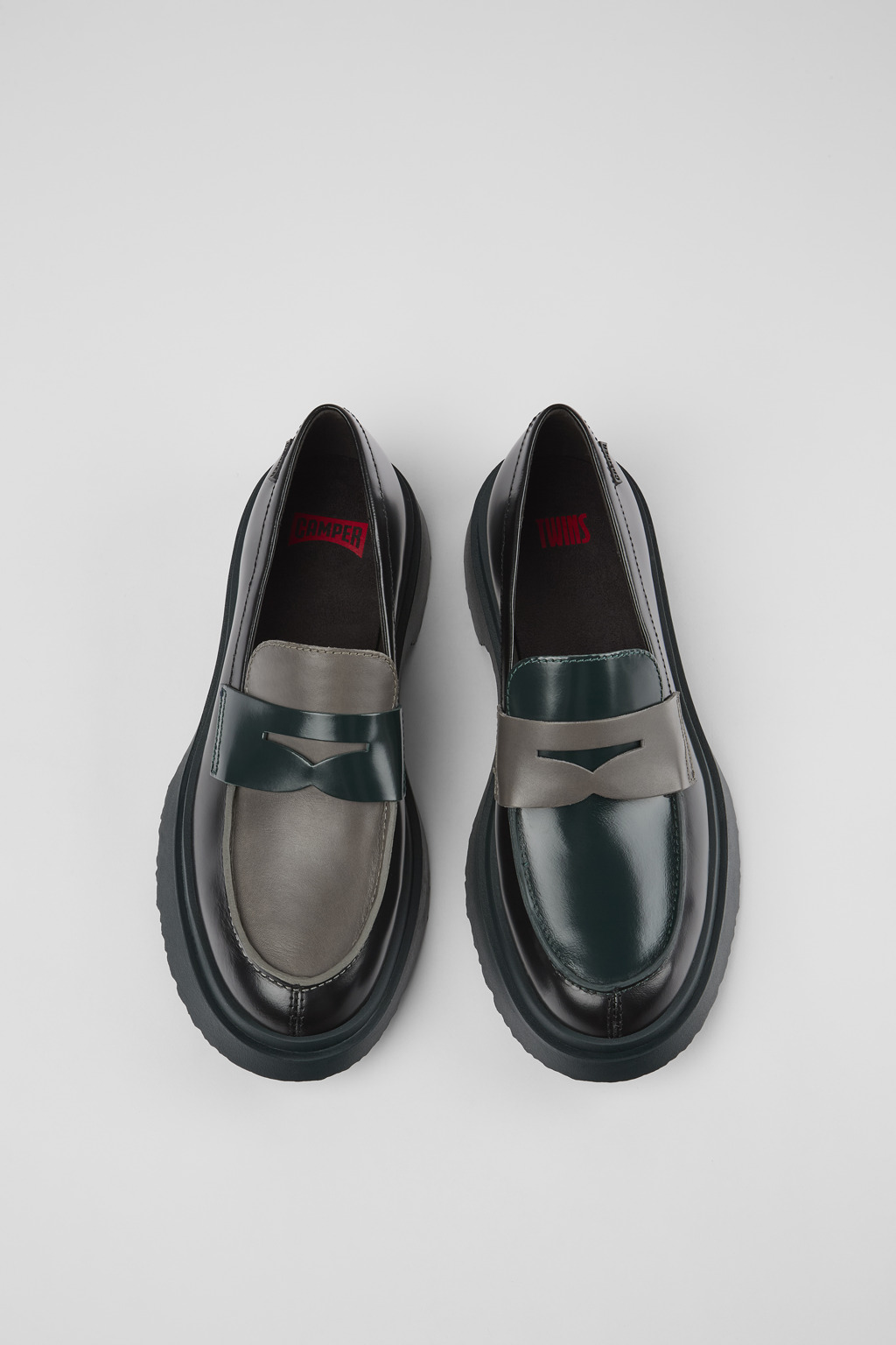 Twins Black and gray leather loafers for women - Image 4