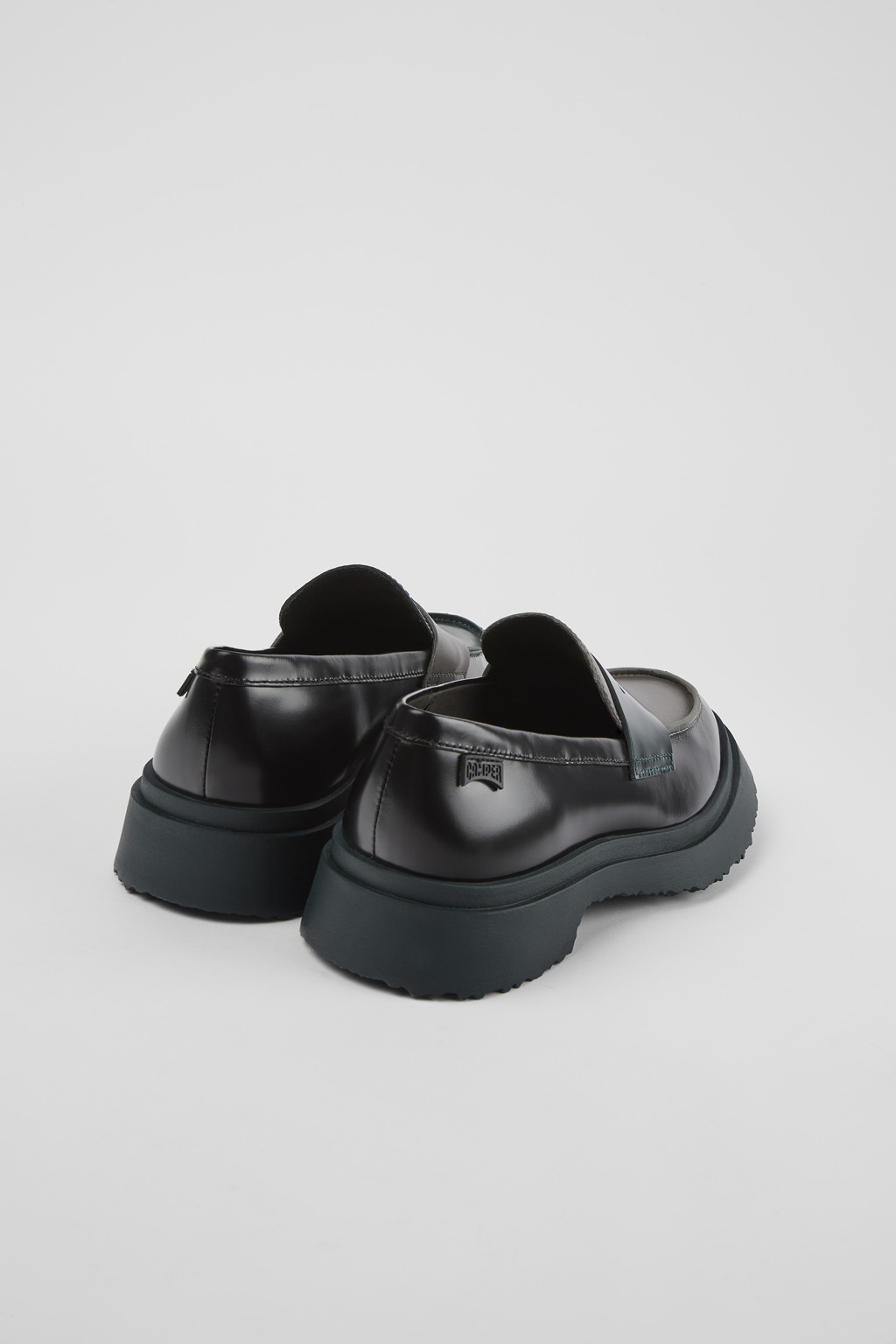 Twins Black and gray leather loafers for women - Image 3