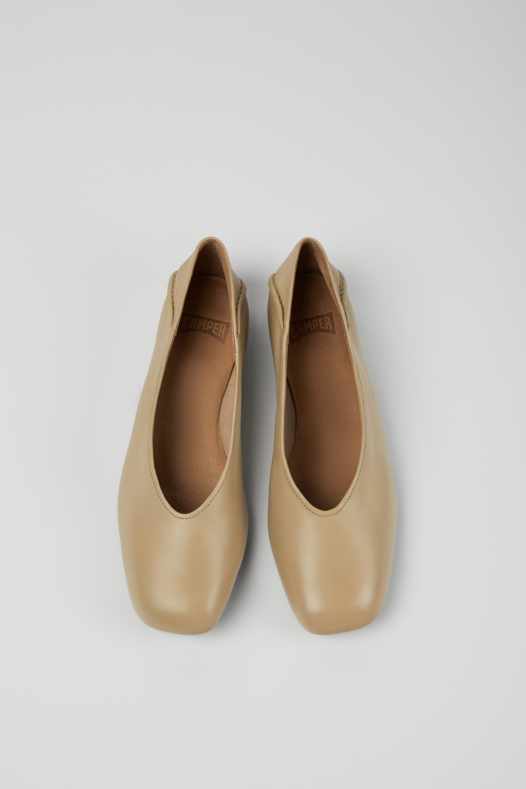 Casi Myra Beige leather ballerinas for women - Image 4