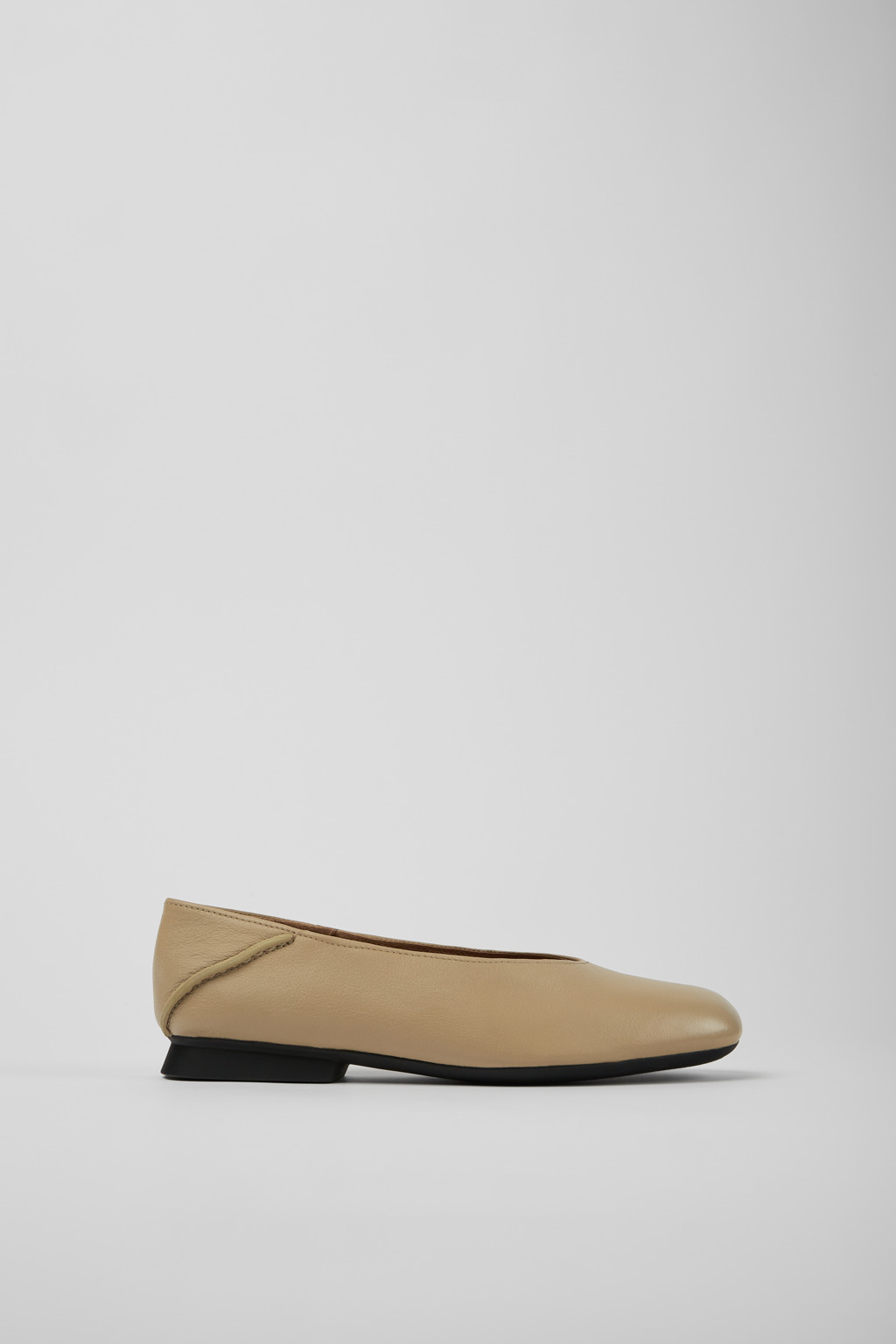 Casi Myra Beige leather ballerinas for women - Image 2