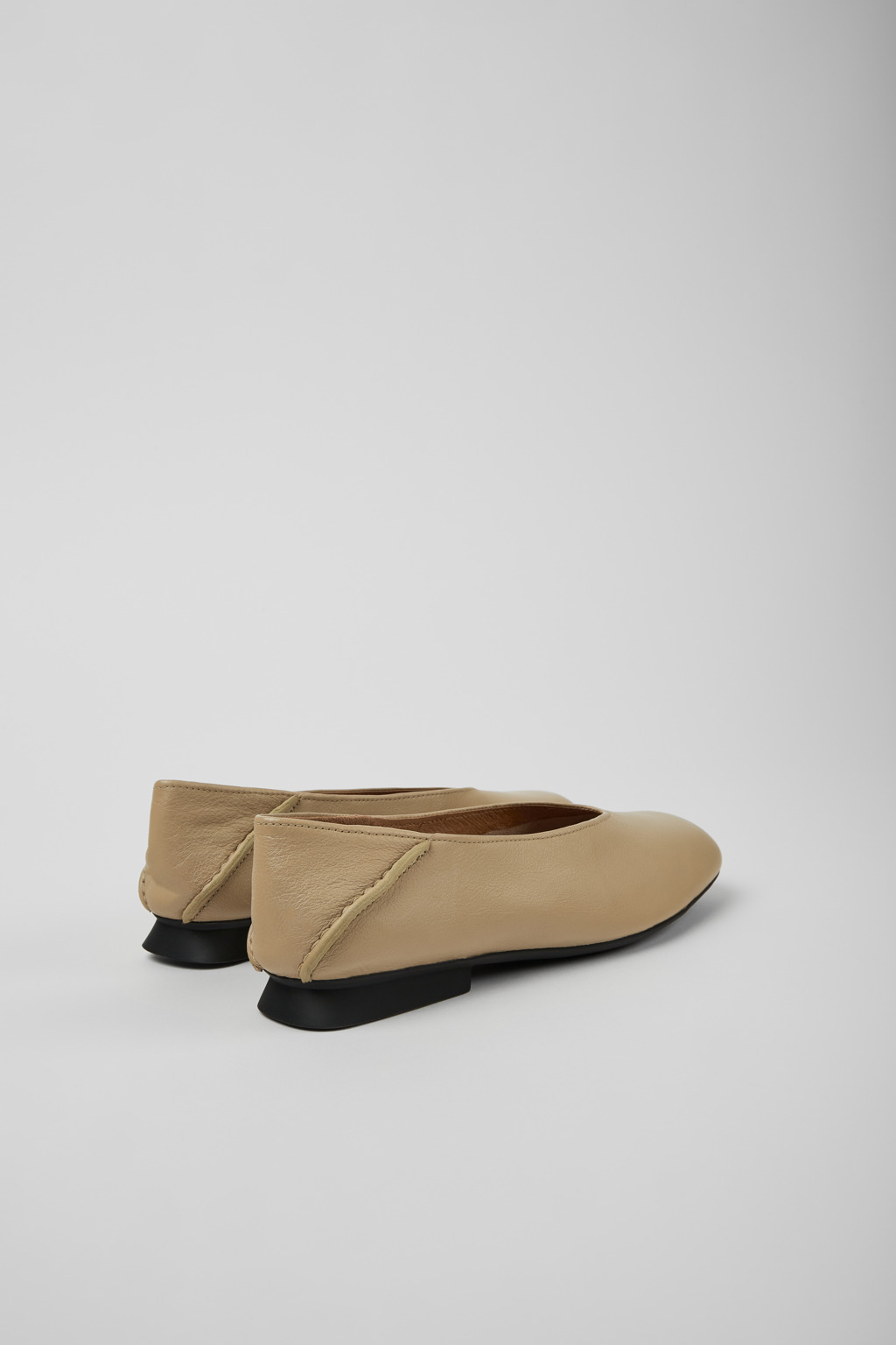 Casi Myra Beige leather ballerinas for women - Image 3