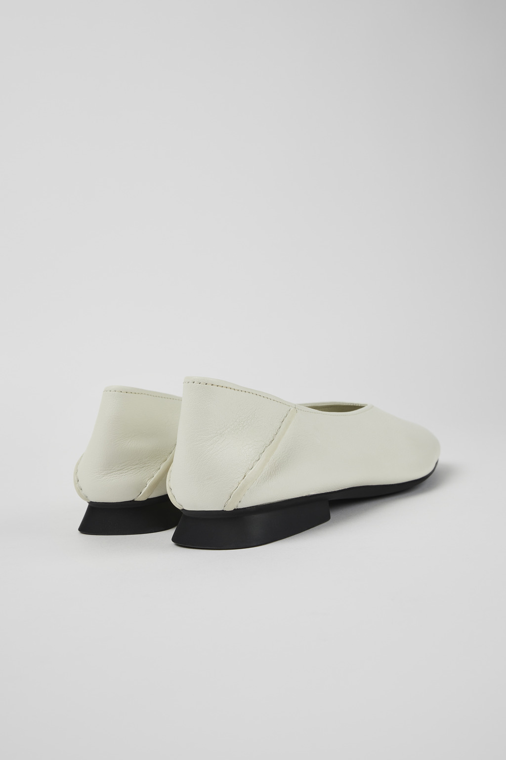 Casi Myra White Leather Ballerinas for Women. - Image 3