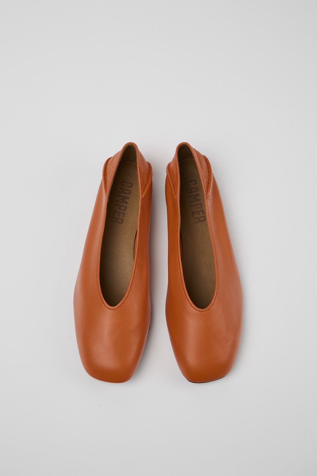 Casi Myra Orange leather ballerinas for women - Image 4