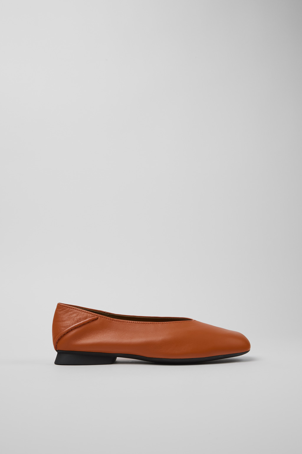 Casi Myra Orange leather ballerinas for women - Image 2
