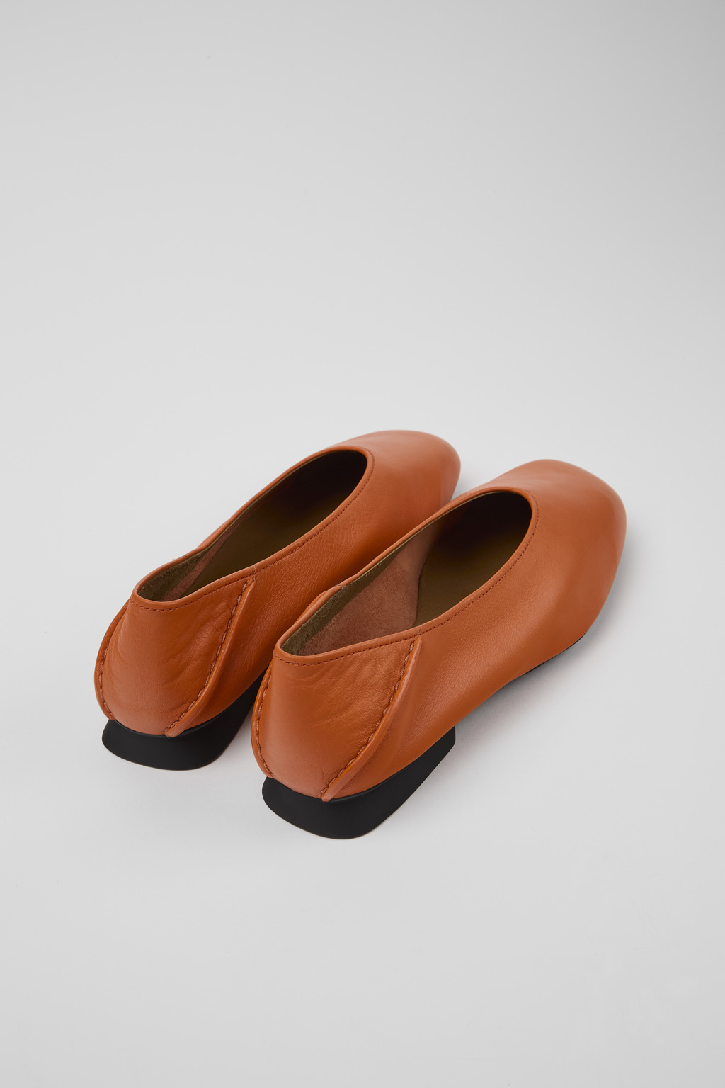 Casi Myra Orange leather ballerinas for women - Image 3