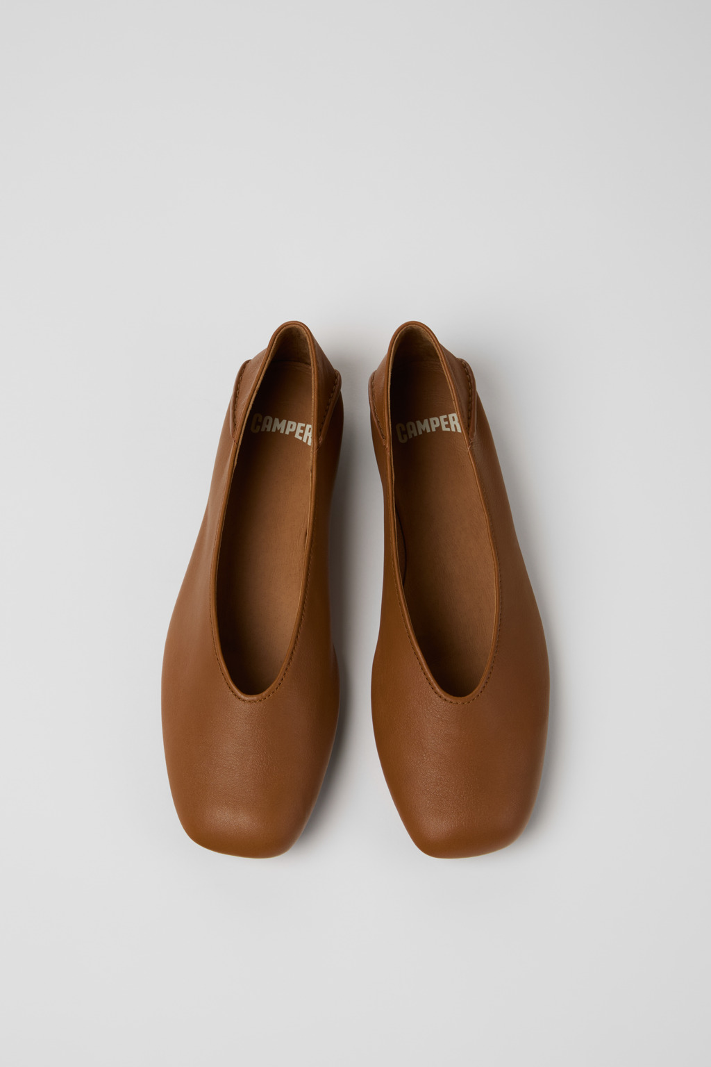 Casi Myra Brown Leather Ballerinas for Women. - Image 4
