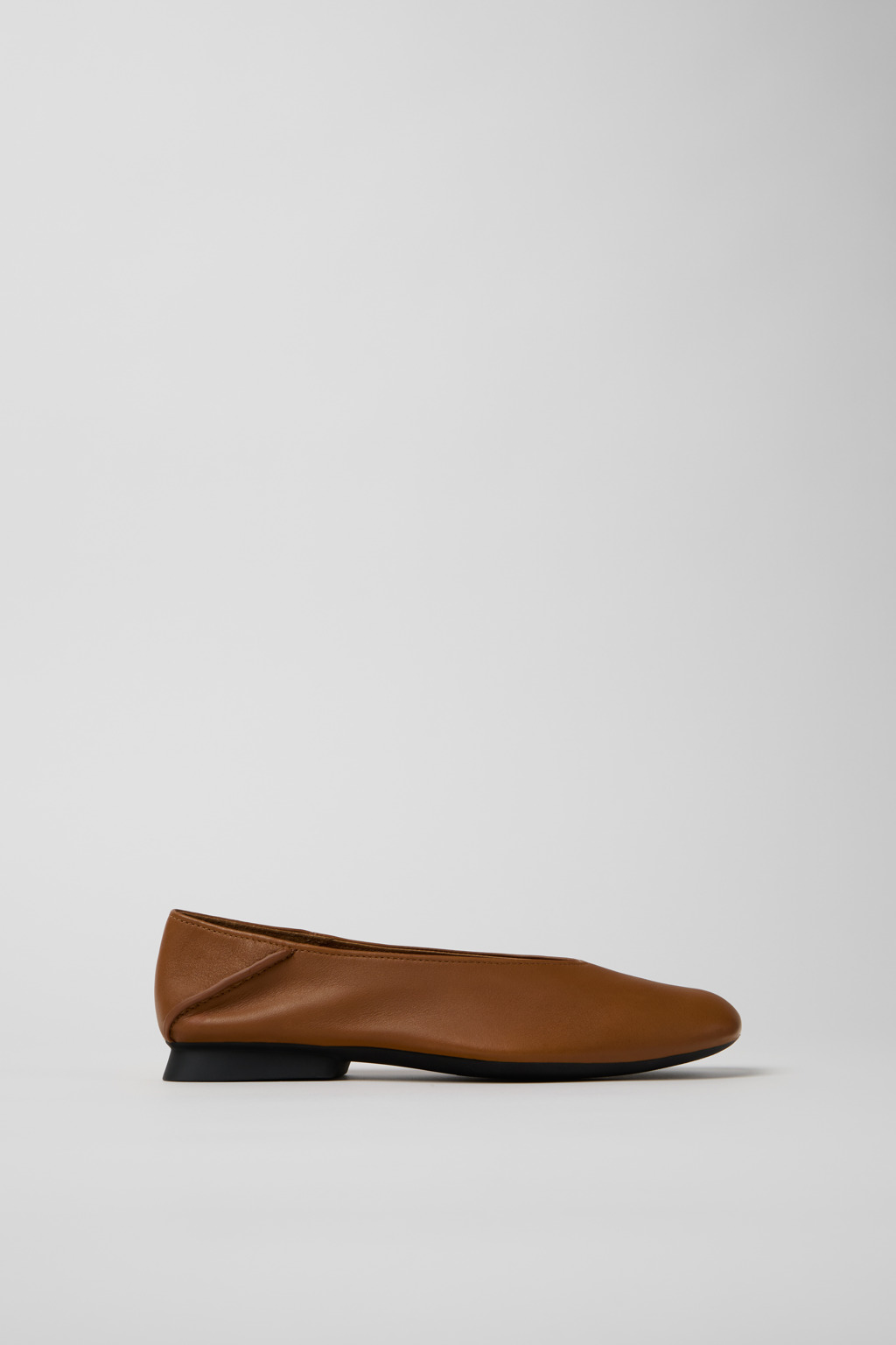 Casi Myra Brown Leather Ballerinas for Women. - Image 2