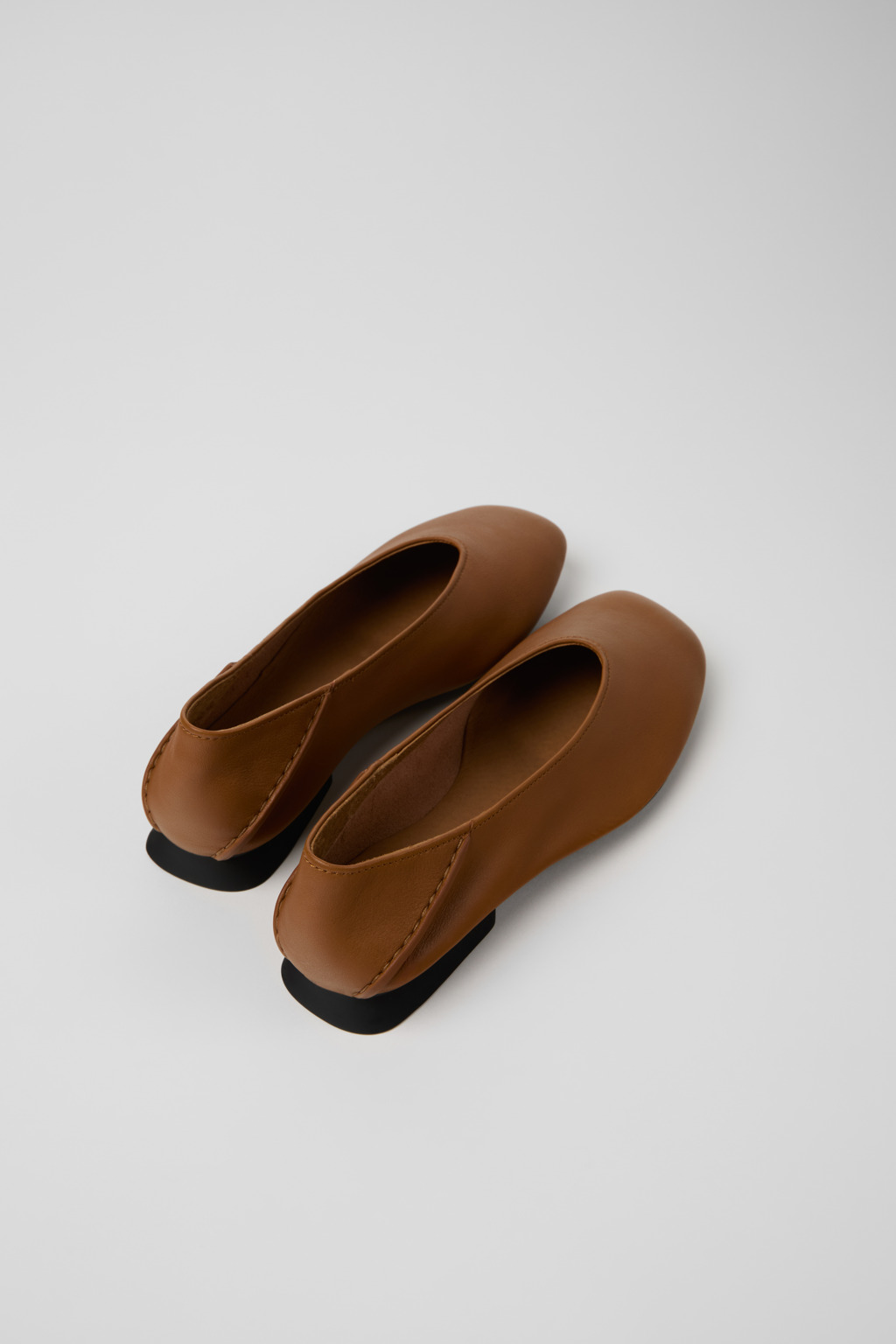Casi Myra Brown Leather Ballerinas for Women. - Image 3