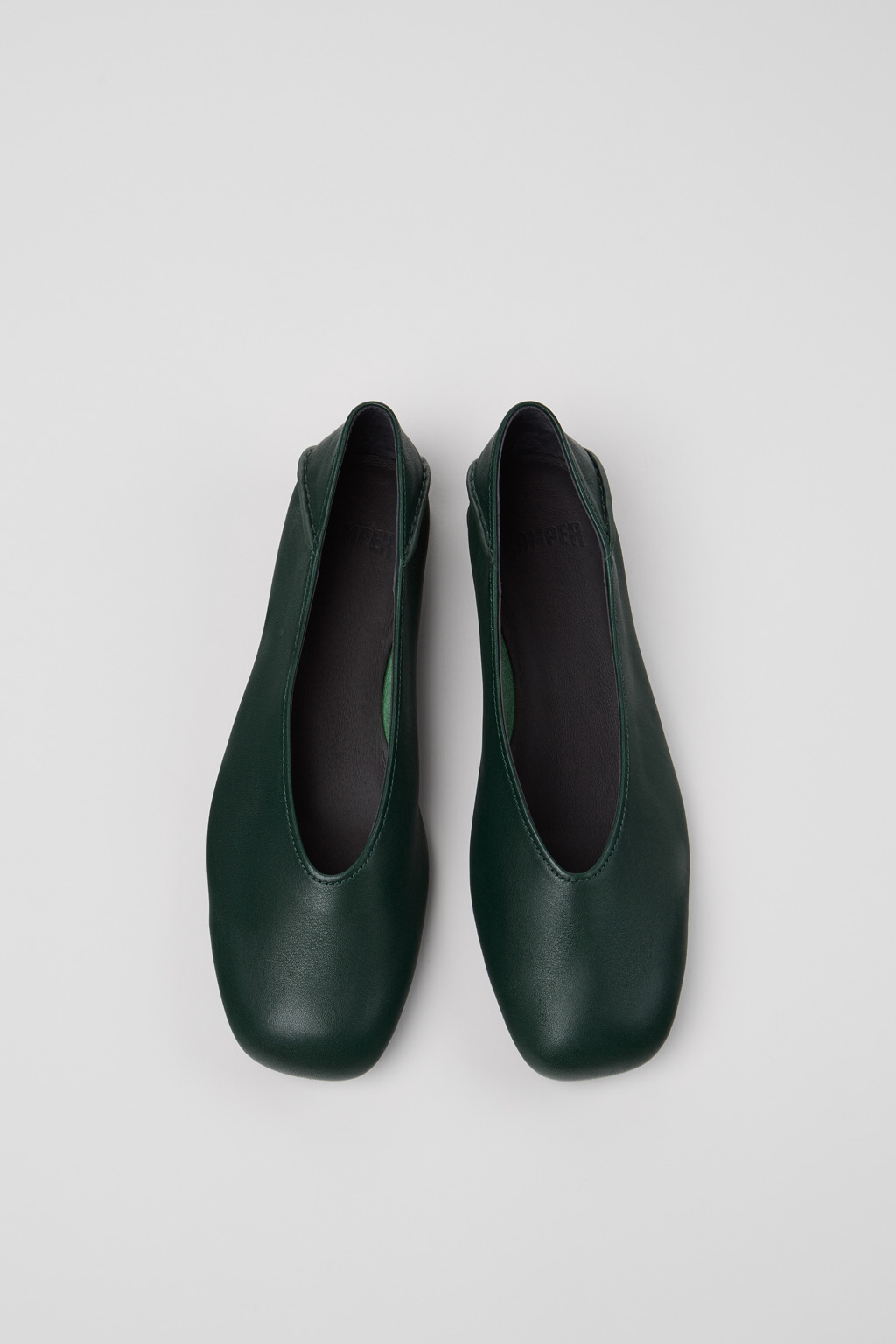 Casi Myra Green Leather Ballerina Shoes for Women. - Image 4