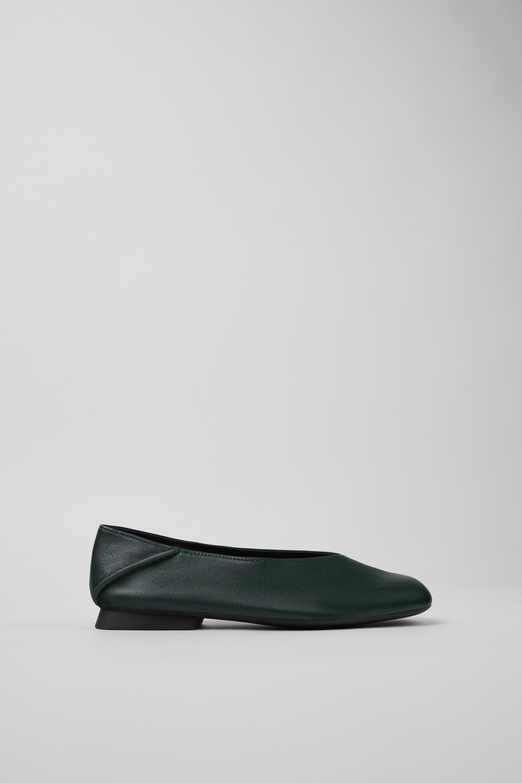 Casi Myra Green Leather Ballerina Shoes for Women. - Image 2