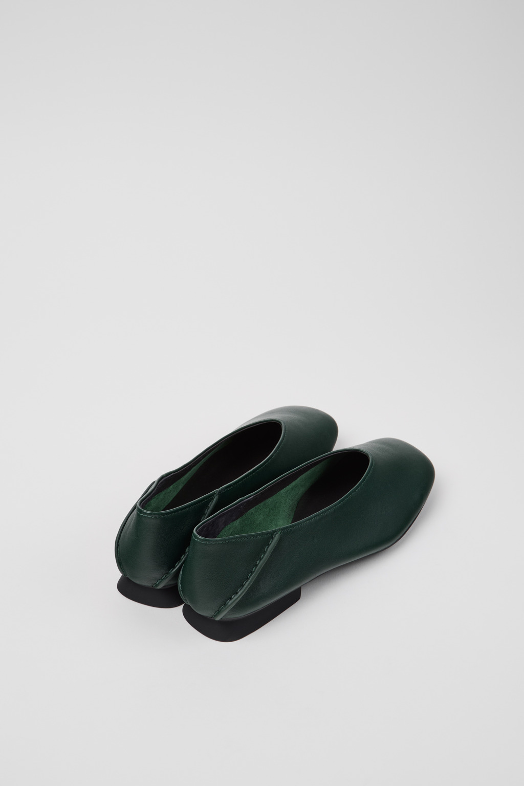 Casi Myra Green Leather Ballerina Shoes for Women. - Image 3