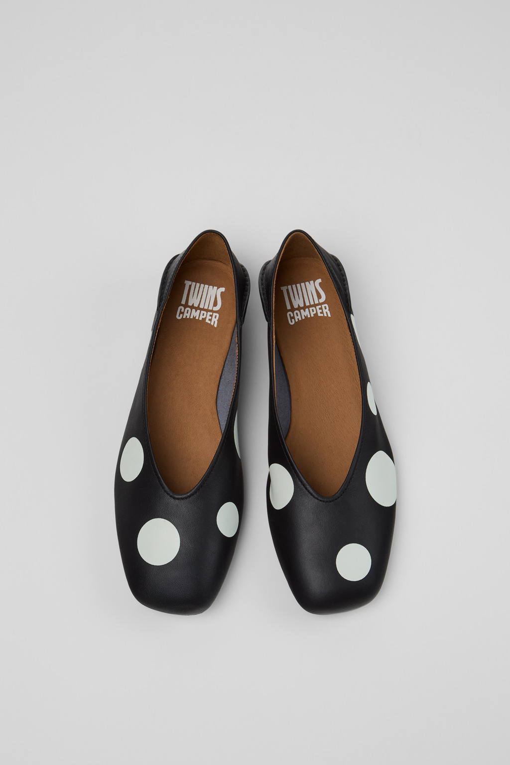 Twins Black and White Leather Ballerinas for Women. - Image 4