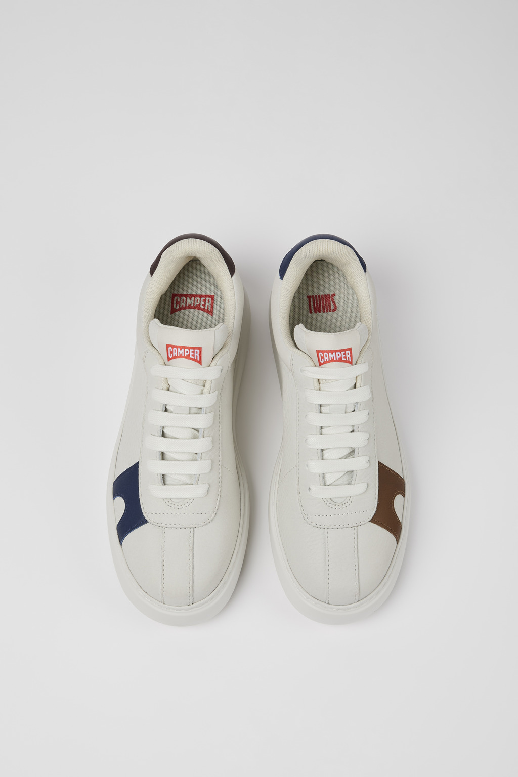 Twins White non-dyed leather sneakers for women - Image 4