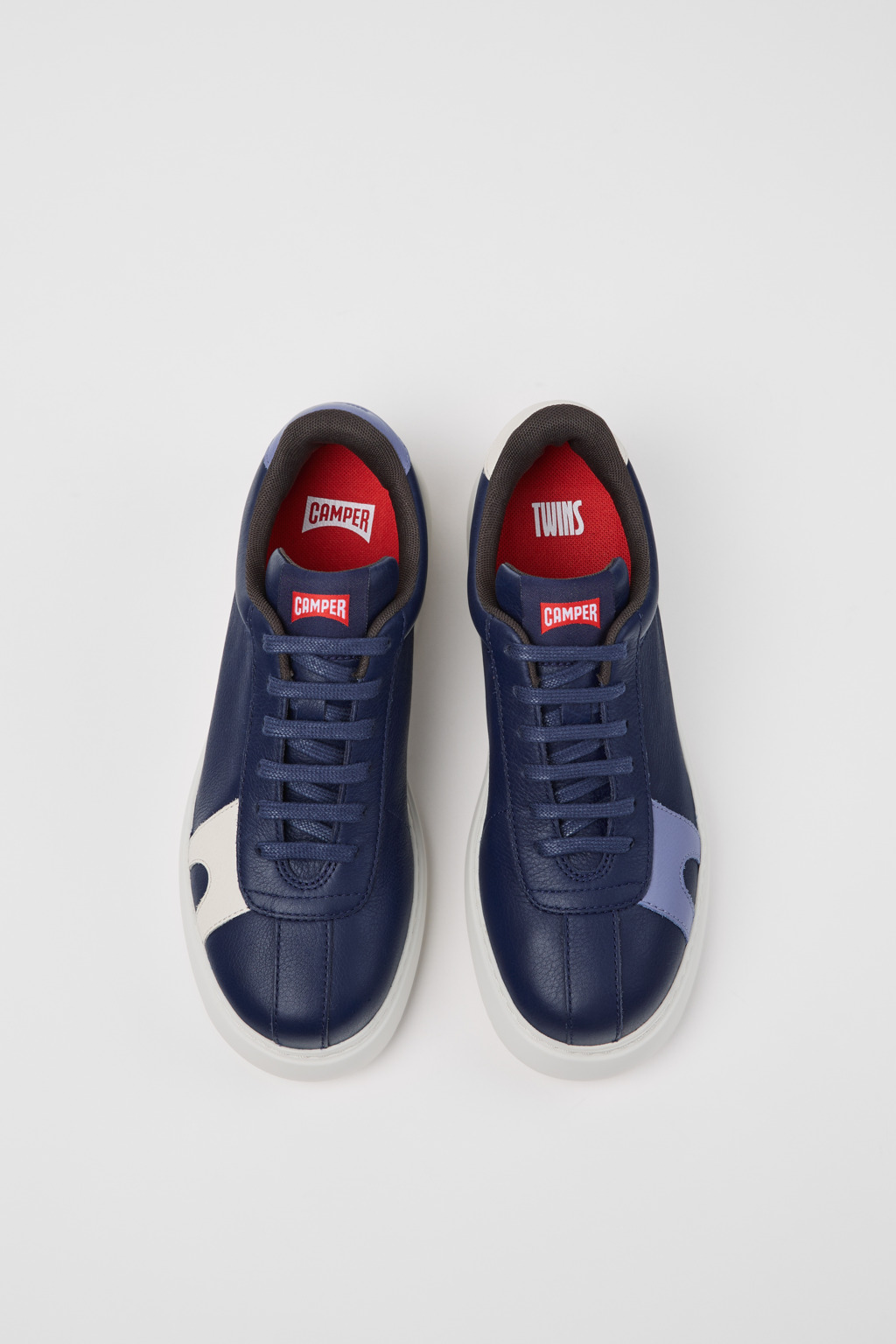 Twins Blue and White Leather Sneakers for Women. - Image 4