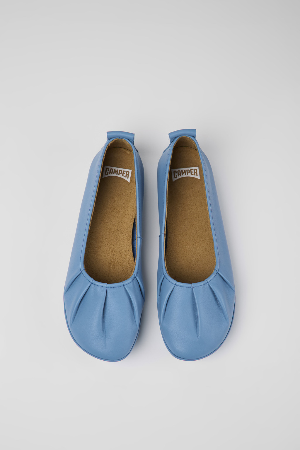Right Blue leather ballerinas for women - Image 4